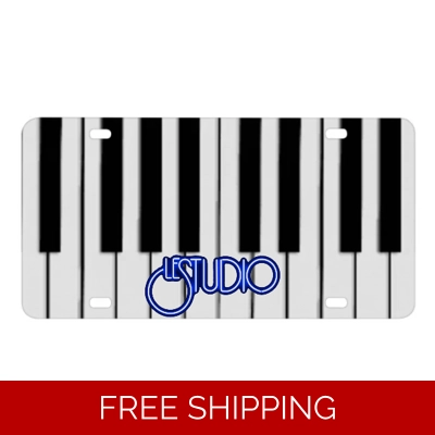 Le Studio License Plates Piano Keys W&B Logo